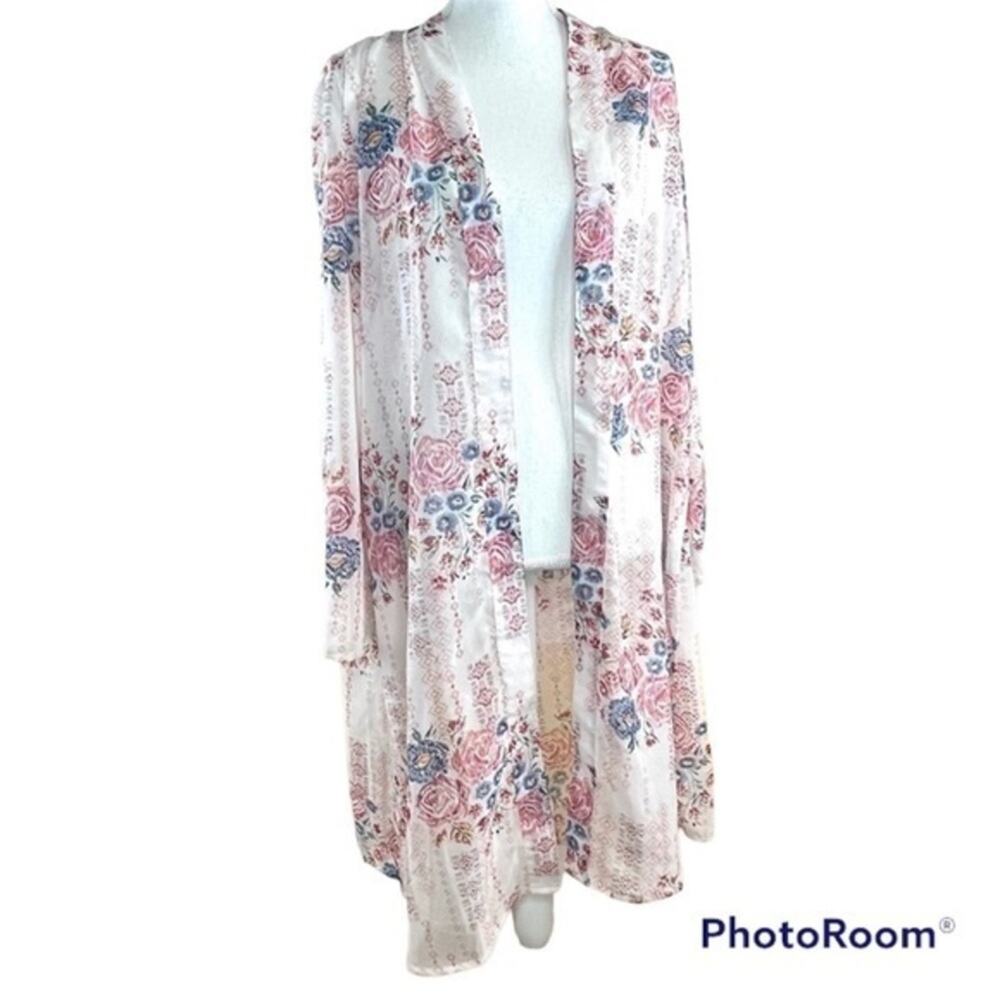 Jorja Boutique Floral Semi Shear Feminine Lightweight Breathable Kimono Coverup